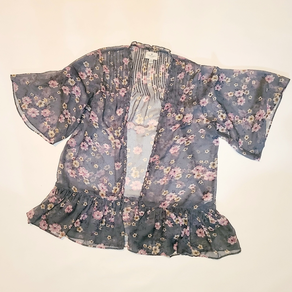 American Eagle floral sheer cardigan